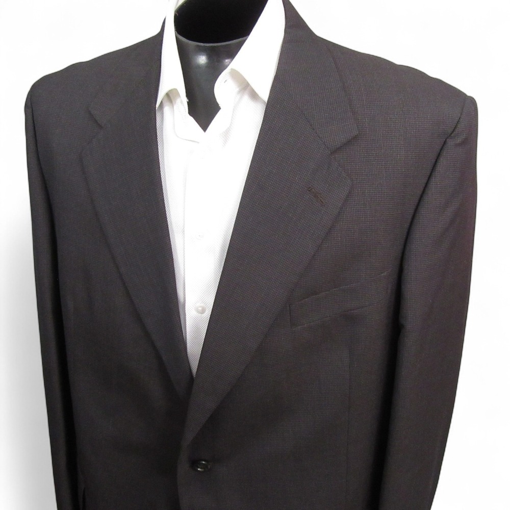 Kilburne Finch Sport Coat 46L‎ Black/Brown Houndstooth Check Single Vent Blend